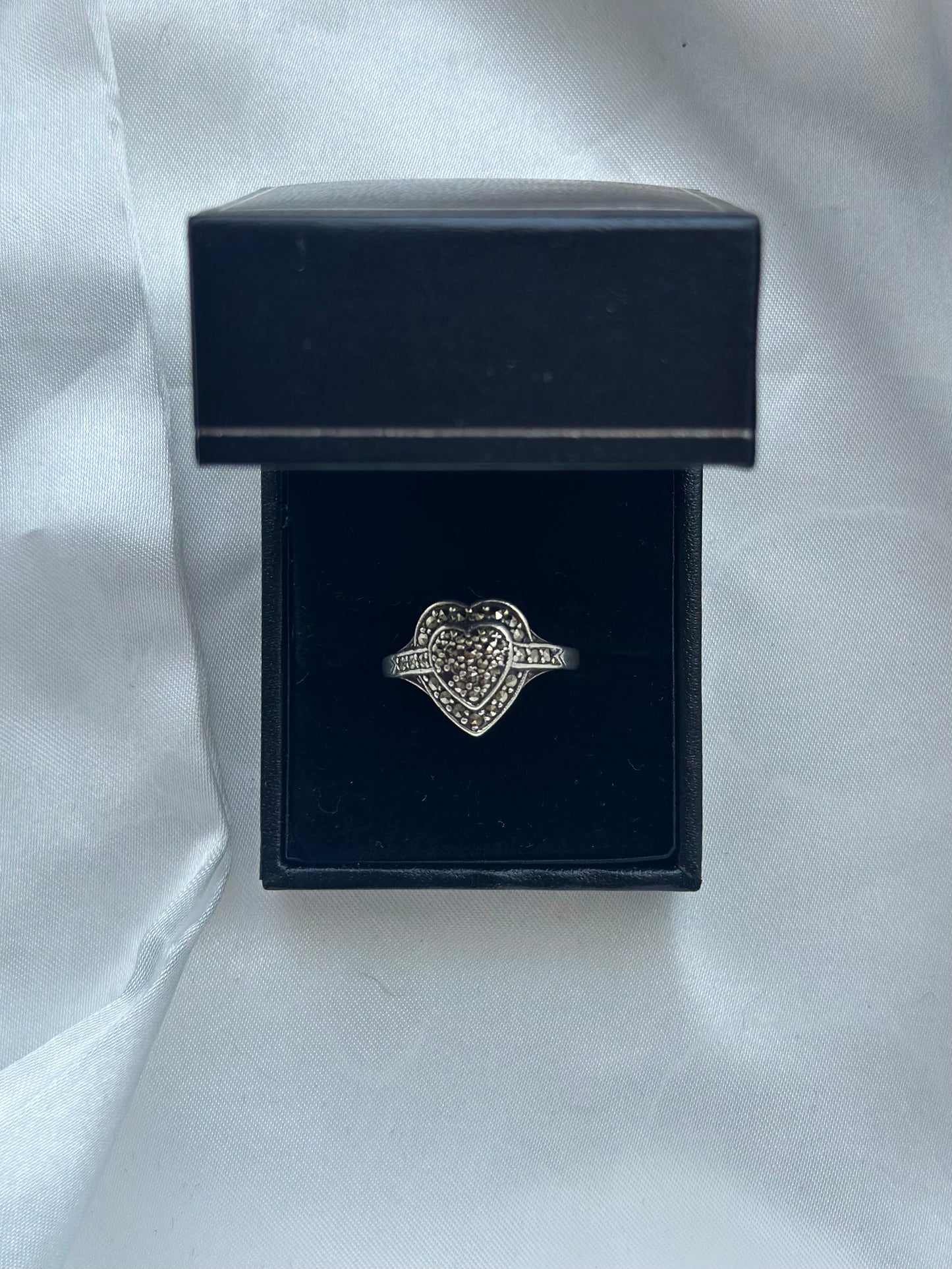 Sterling Silver Marcasite Heart Ring
