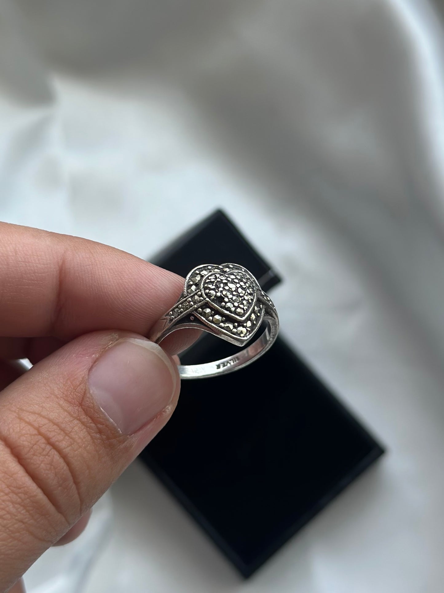 Sterling Silver Marcasite Heart Ring
