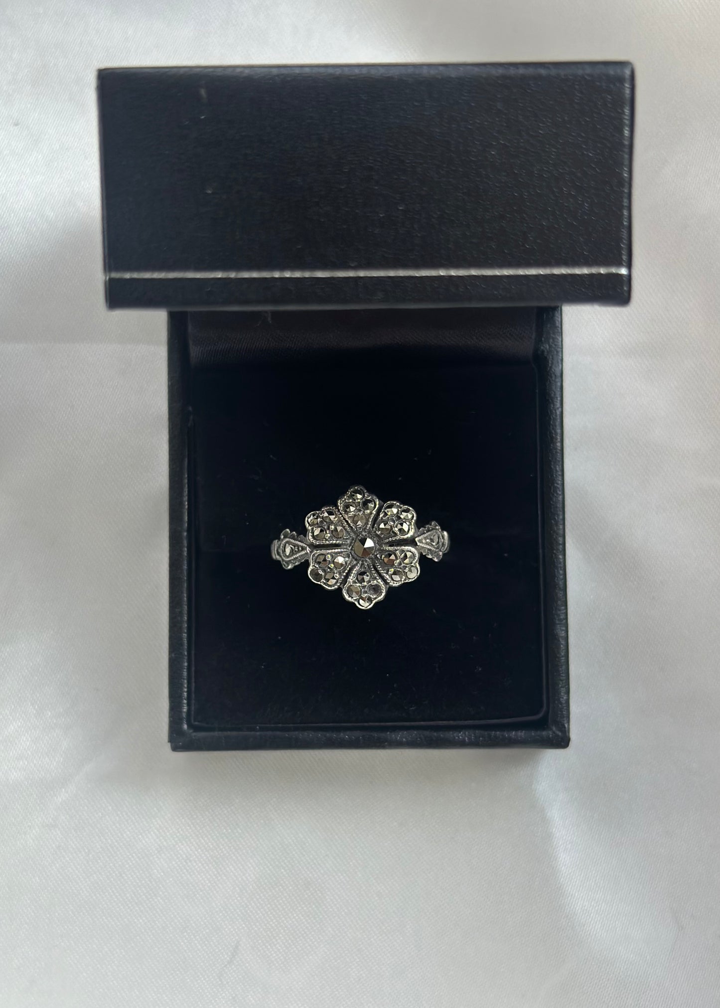Sterling Silver Marcasite Flower Ring