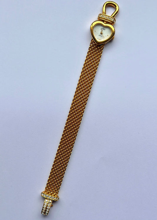 Gold Heart Strap Watch