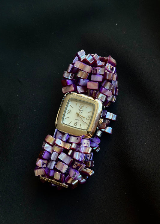 Purple Stone Elastic Watch