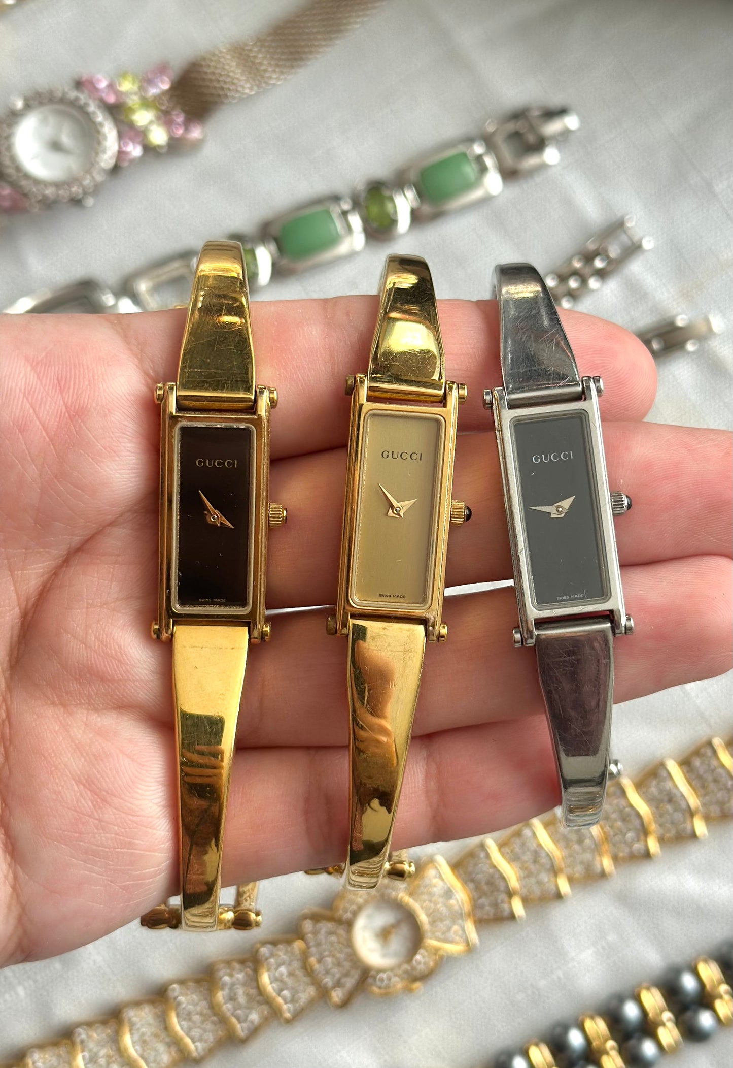 Gucci Bangle Gold Face Watch