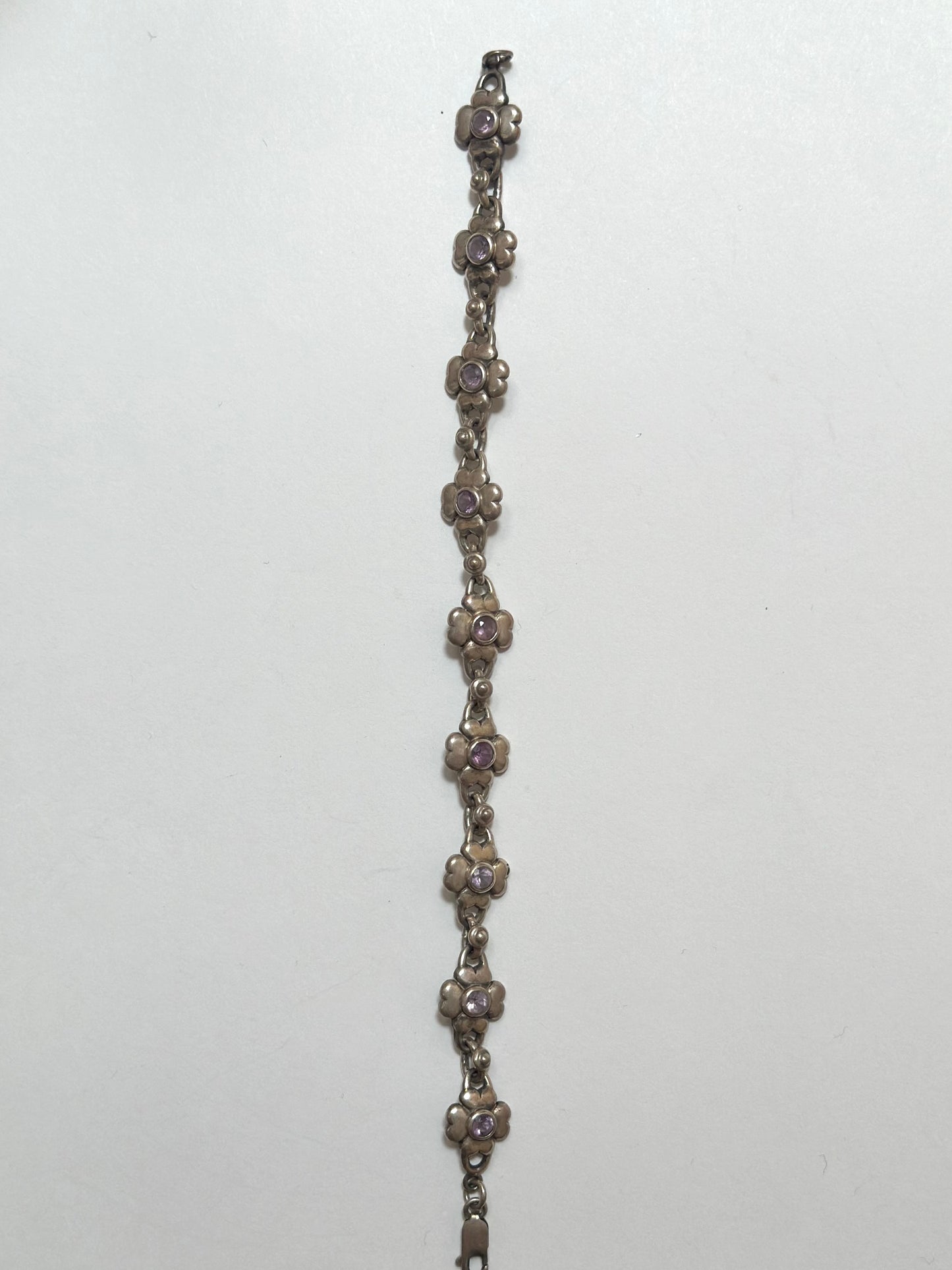 Clover Amethyst 925 Silver Bracelet