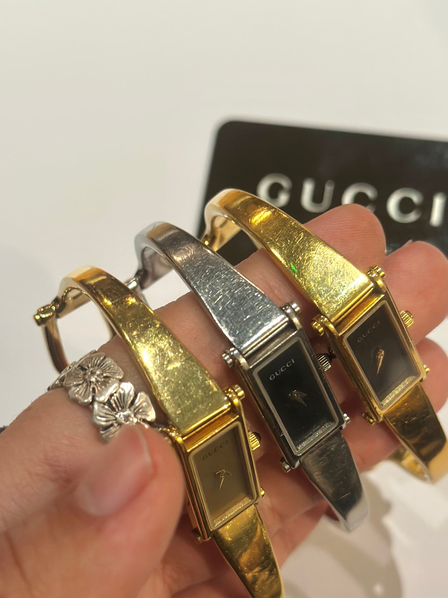 Gucci Bangle Gold Face Watch