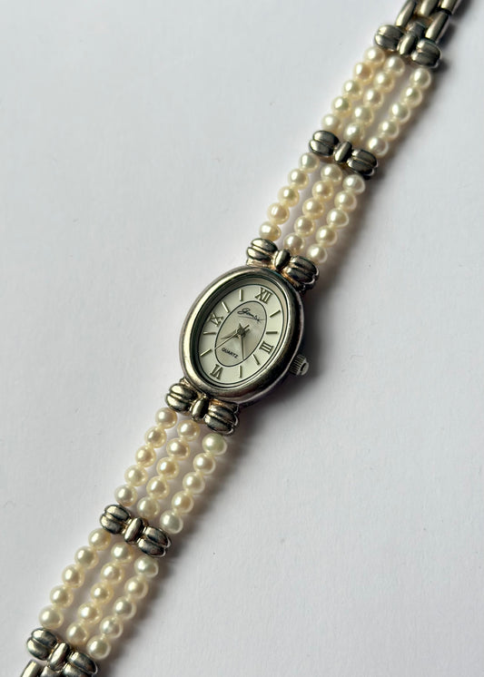 Sterling Silver Real Pearls Watch