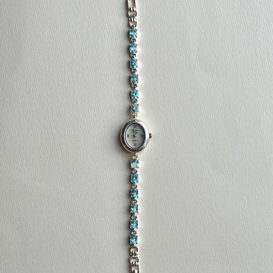 925 Sterling silver blue stone watch