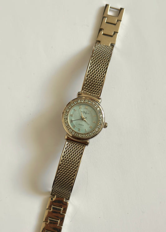 Blue Face Silver Watch