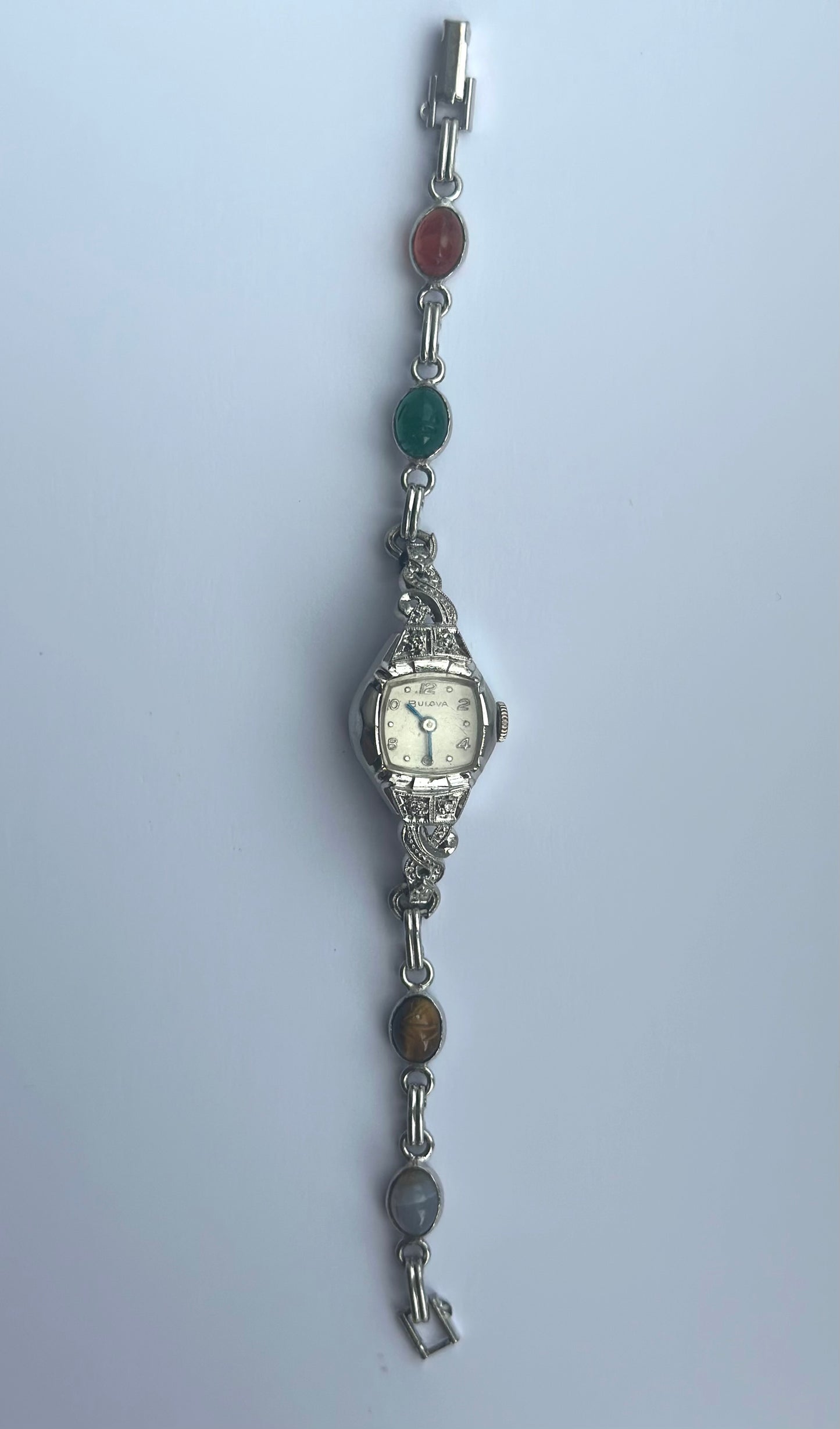 Antique Silver Stone Watch (works!!)