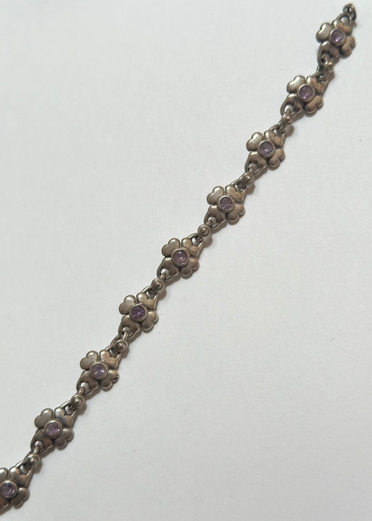 Clover Amethyst 925 Silver Bracelet