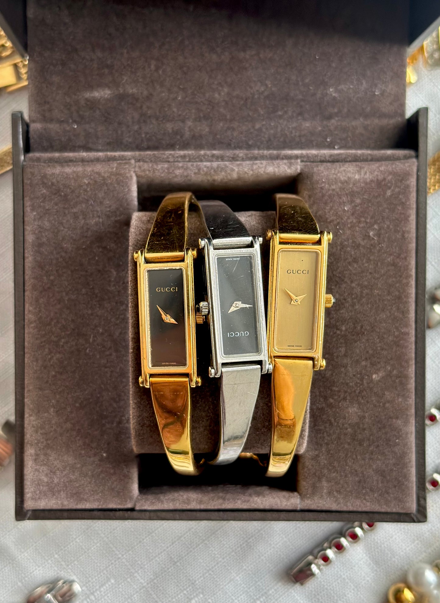 Gucci Bangle Gold Face Watch