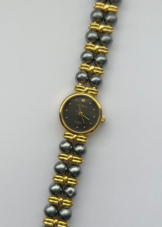 Black Faux Pearl Watch