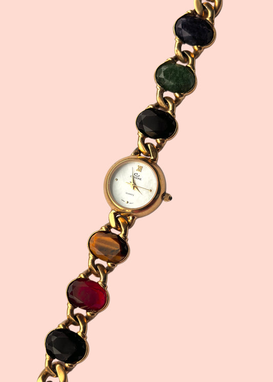 Stone 23k Gold Plated Watch