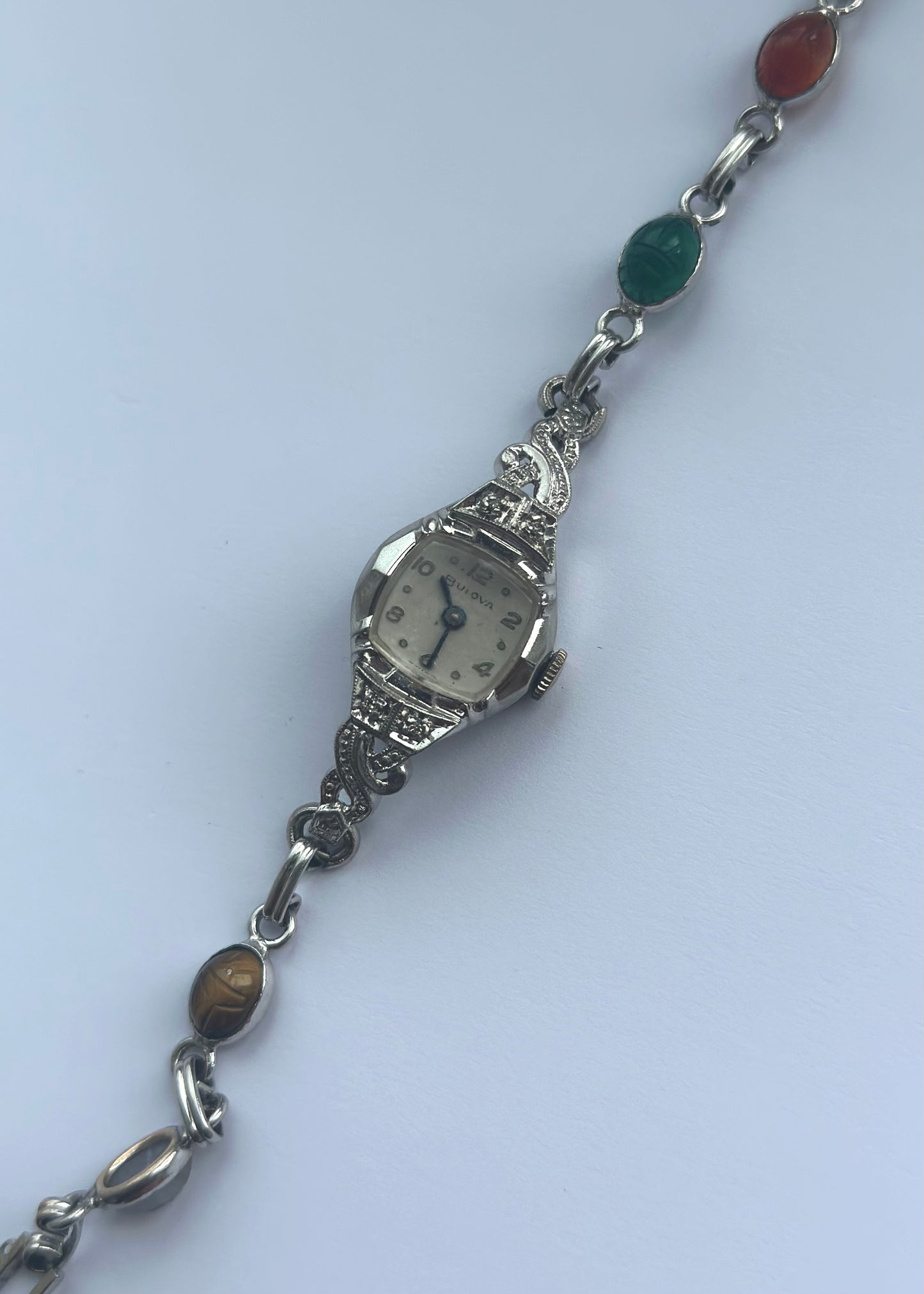 Antique Silver Stone Watch (works!!)