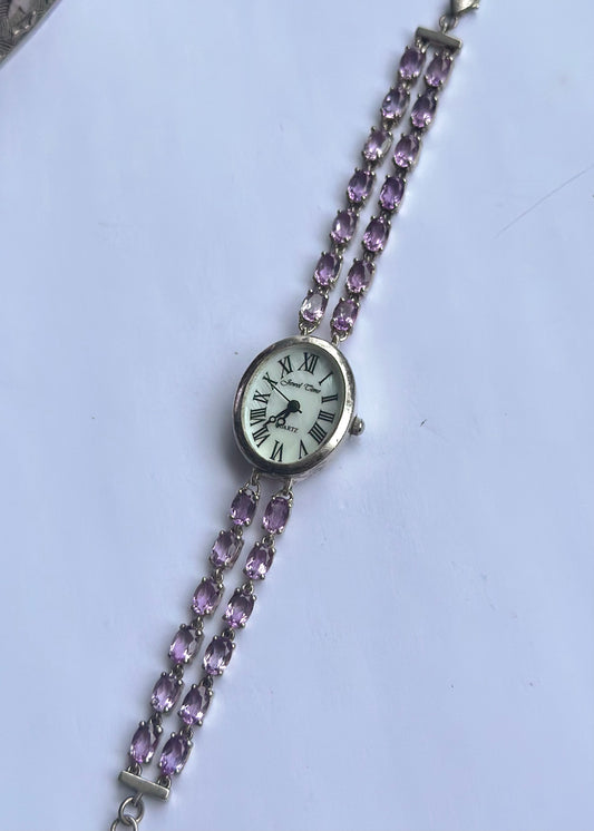 Sterling Silver Amethyst Watch